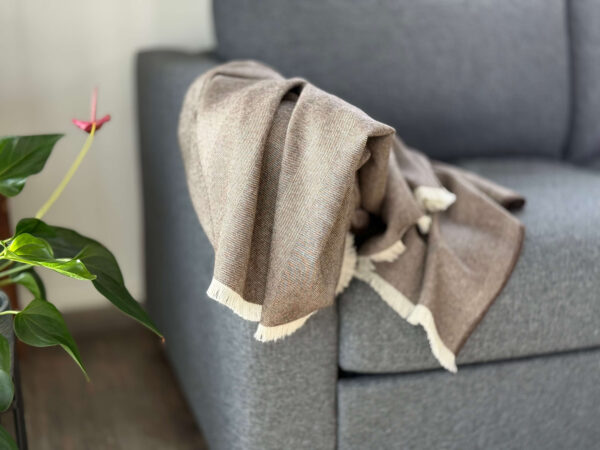 Alpaca Plaid Natuurlijk Chocolade Bruin met Visgraatpatroon