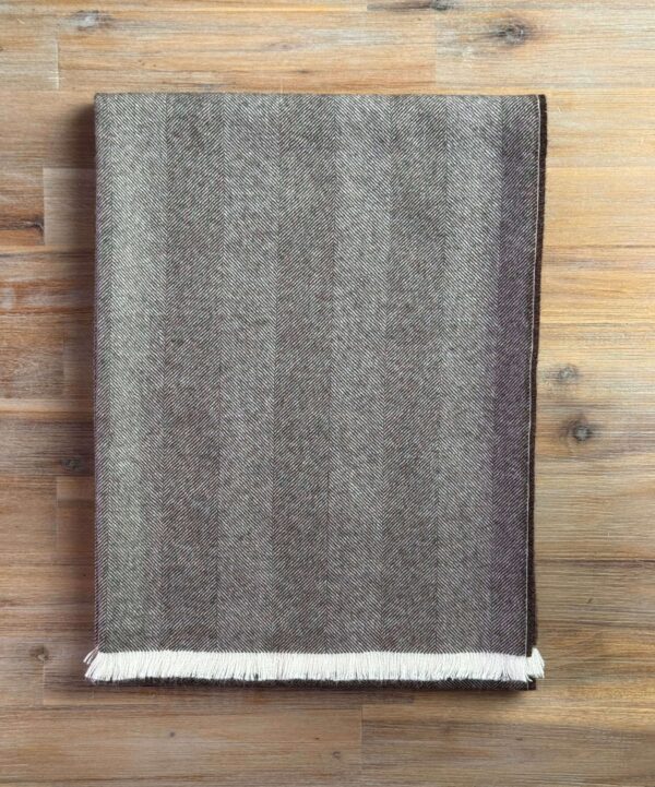 Alpaca Plaid Natuurlijk Chocolade Bruin met Visgraatpatroon