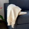 blanket throw white Alpaca Plaid Natuurlijk Wit met decoratieve franjes