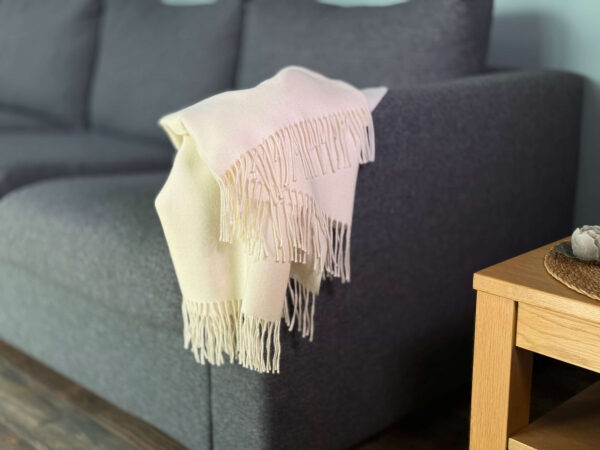blanket throw withe fringes Alpaca Plaid Natuurlijk Wit met decoratieve franjes