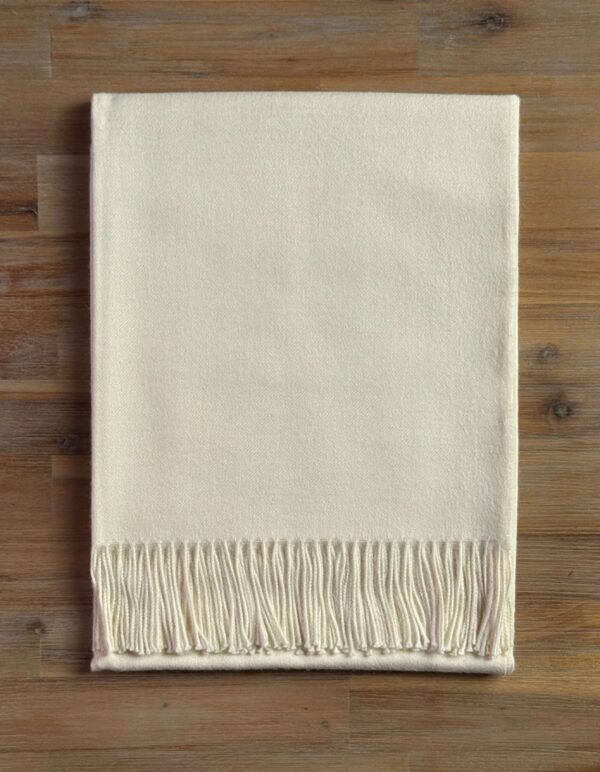 blanket white Alpaca Plaid Natuurlijk Wit met decoratieve franjes