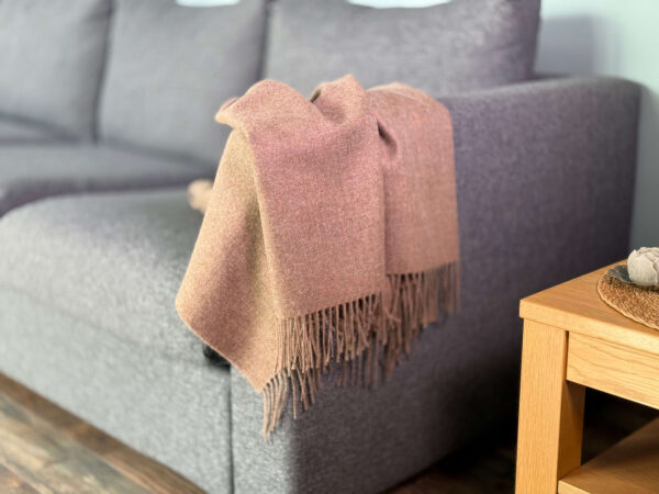 natural alpaca blanket Alpaca Plaid Natuurlijk Bruin met decoratieve franjes