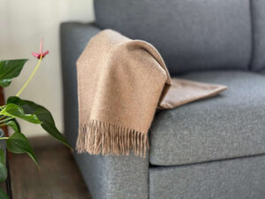 Alpaca Plaid Natuurlijk Bruin met decoratieve franjes
