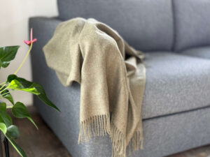 Alpaca Plaid Olijfgroen met decoratieve franjes