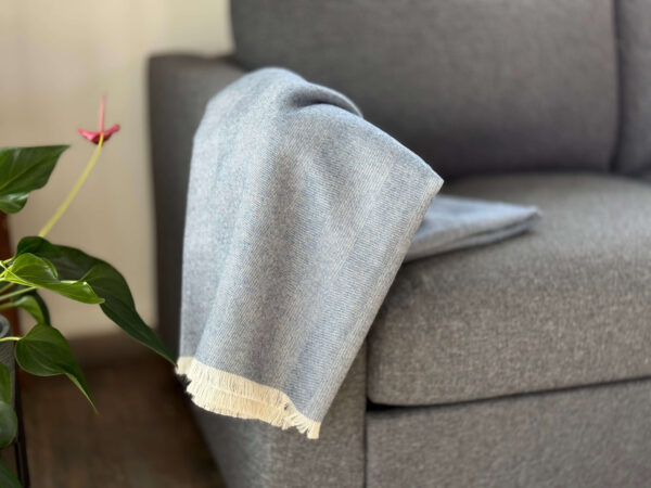 throw blue Alpaca Plaid Blauw met Visgraatpatroon