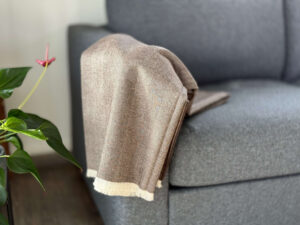 Alpaca Plaid Natuurlijk Chocolade Bruin met Visgraatpatroon