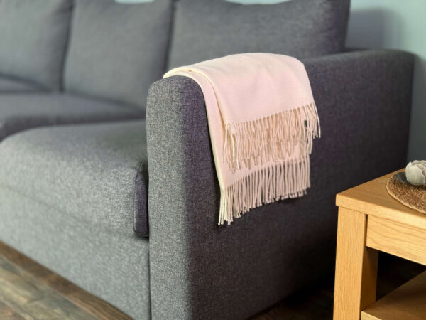 throw frinches white Alpaca Plaid Natuurlijk Wit met decoratieve franjes